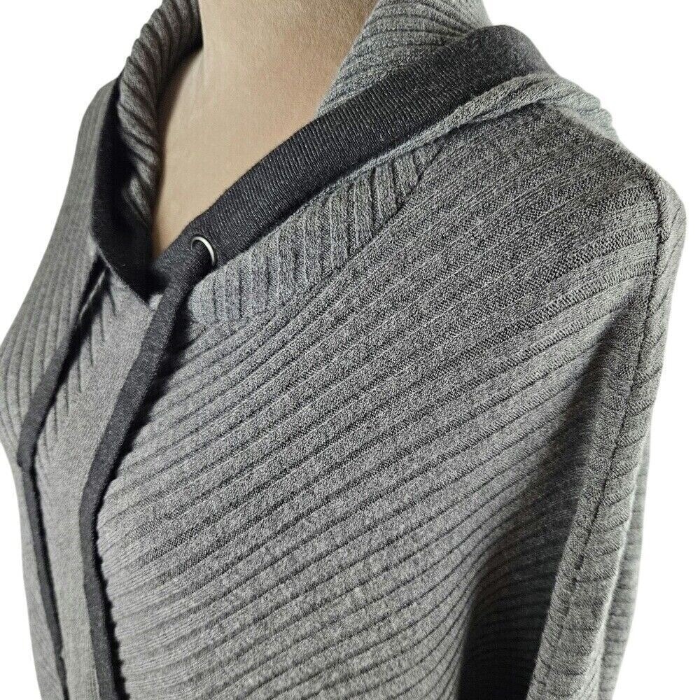 Dex Tunic Hooded Sweater Womens XL Gray Ribbed Batwing Sleeve Oversized Pullover - Picture 3 of 9